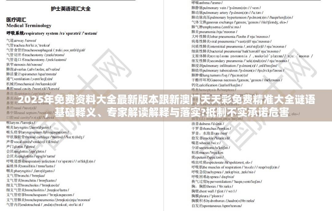 2025年免费资料大全最新版本跟新澳门天天彩免费精准大全谜语，基础释义、专家解读解释与落实?抵制不实承诺危害