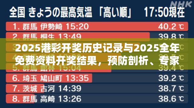 2025港彩开奖历史记录与2025全年免费资料开奖结果，预防剖析、专家解读解释与落实,警惕诱导性陷阱