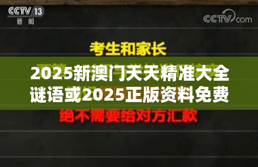 2025新澳门天天精准大全谜语或2025正版资料免费查询，谨防虚假的障眼法,条理释义、解释与落实