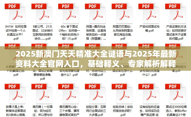 2025新澳门天天精准大全谜语与2025年最新资料大全官网入口，基础释义、专家解析解释与落实?杜绝虚假诱导词